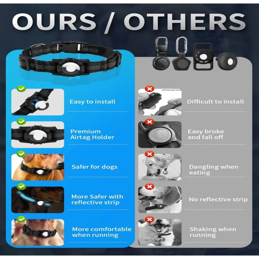 ❤️Pets Collar Holder❤️Dog accessories Air tag Dog Silicone Protective collar GPS Reflective Collar Leash